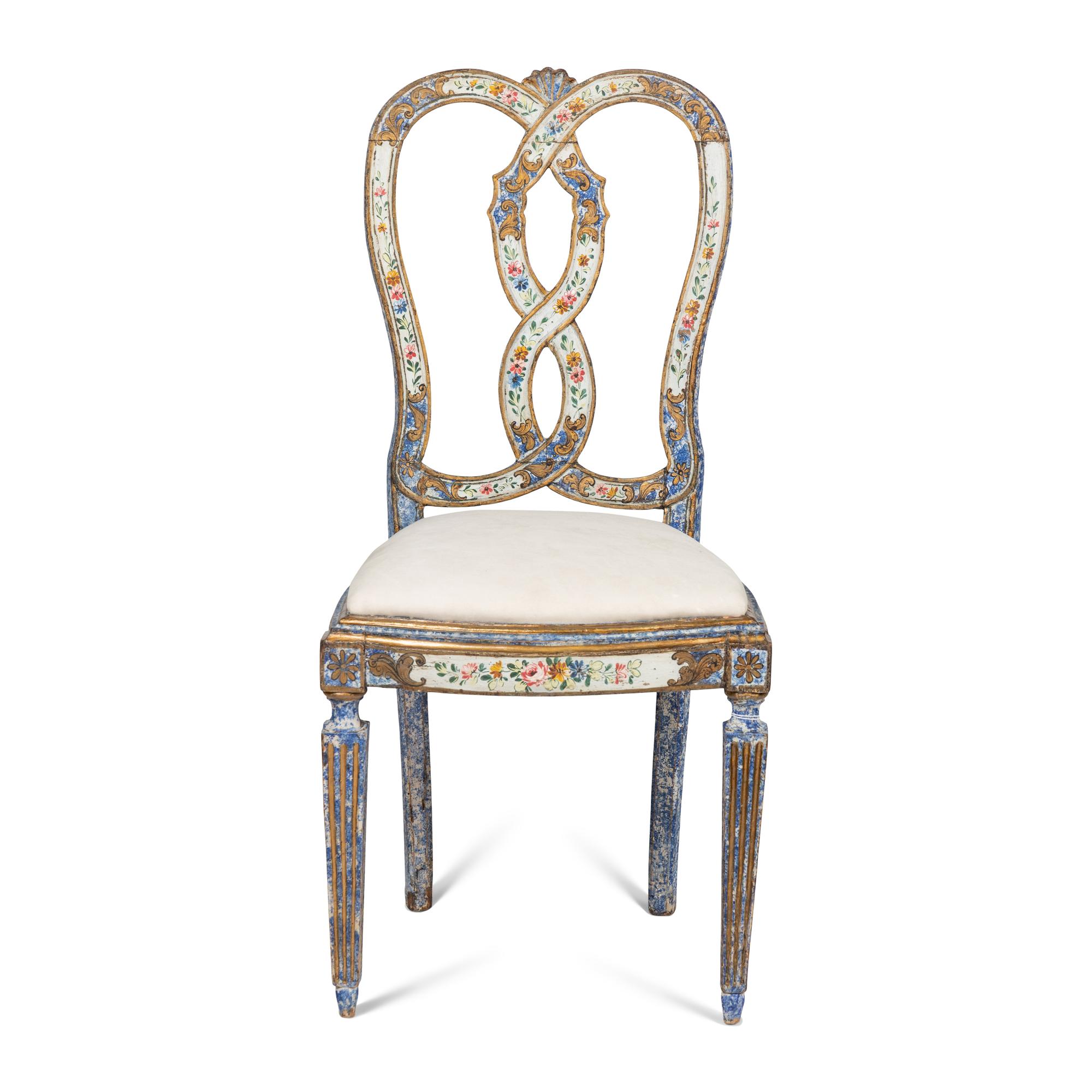A Venetian Polychrome Decorated Side Chair