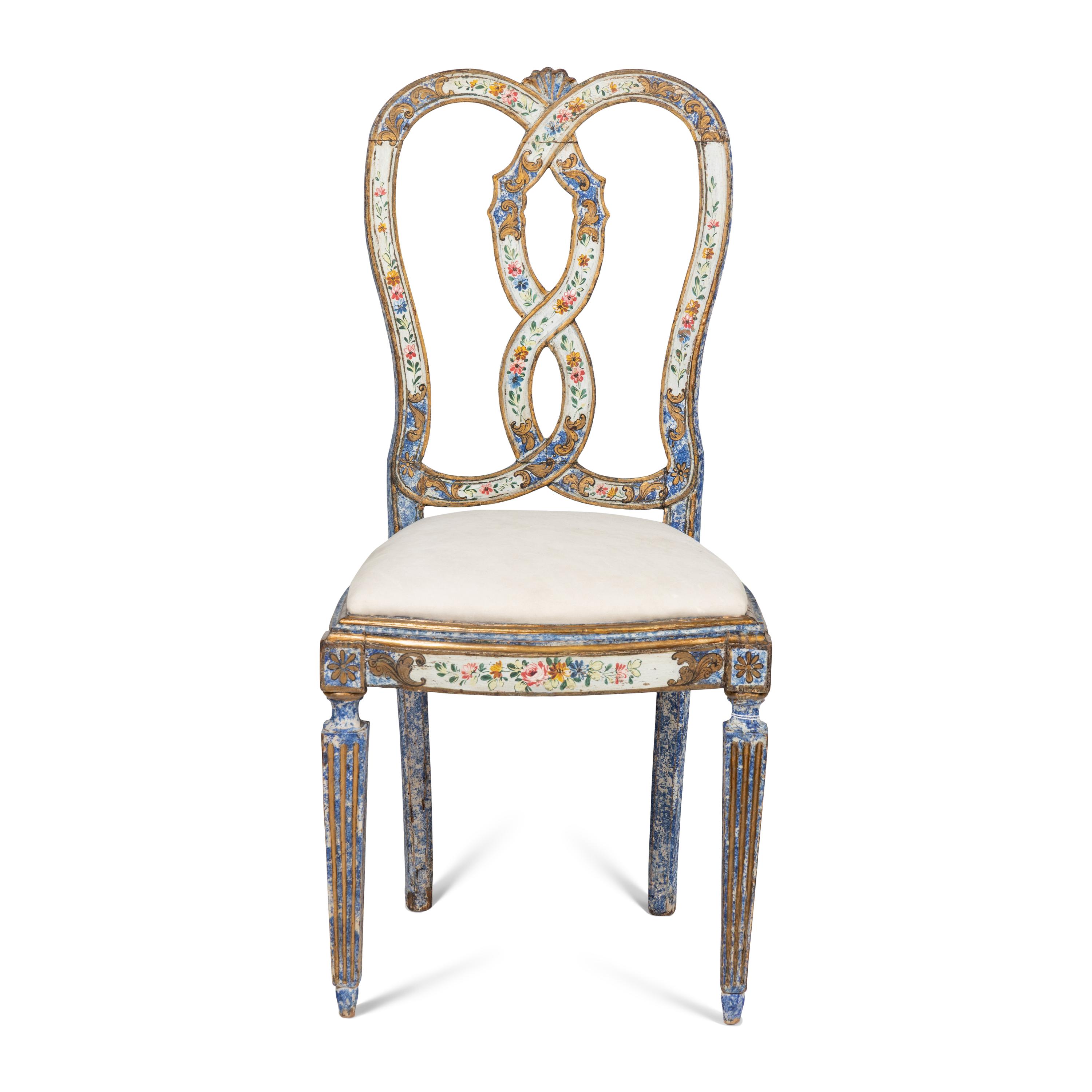 A Venetian Polychrome Decorated Side Chair