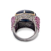 SAPPHIRE, RUBY AND DIAMOND RING