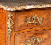 A Louis XV Gilt Bronze Mounted Tulipwood Marble-Top Commode
