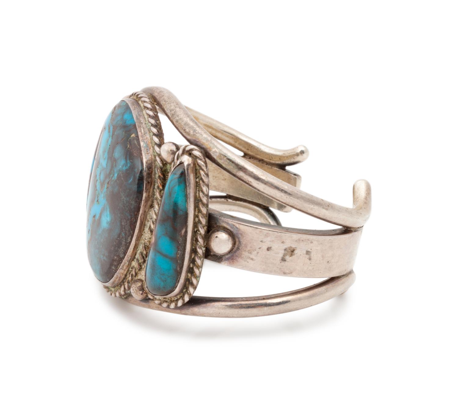 Navajo Silver and Turquoise Cuff Bracelet