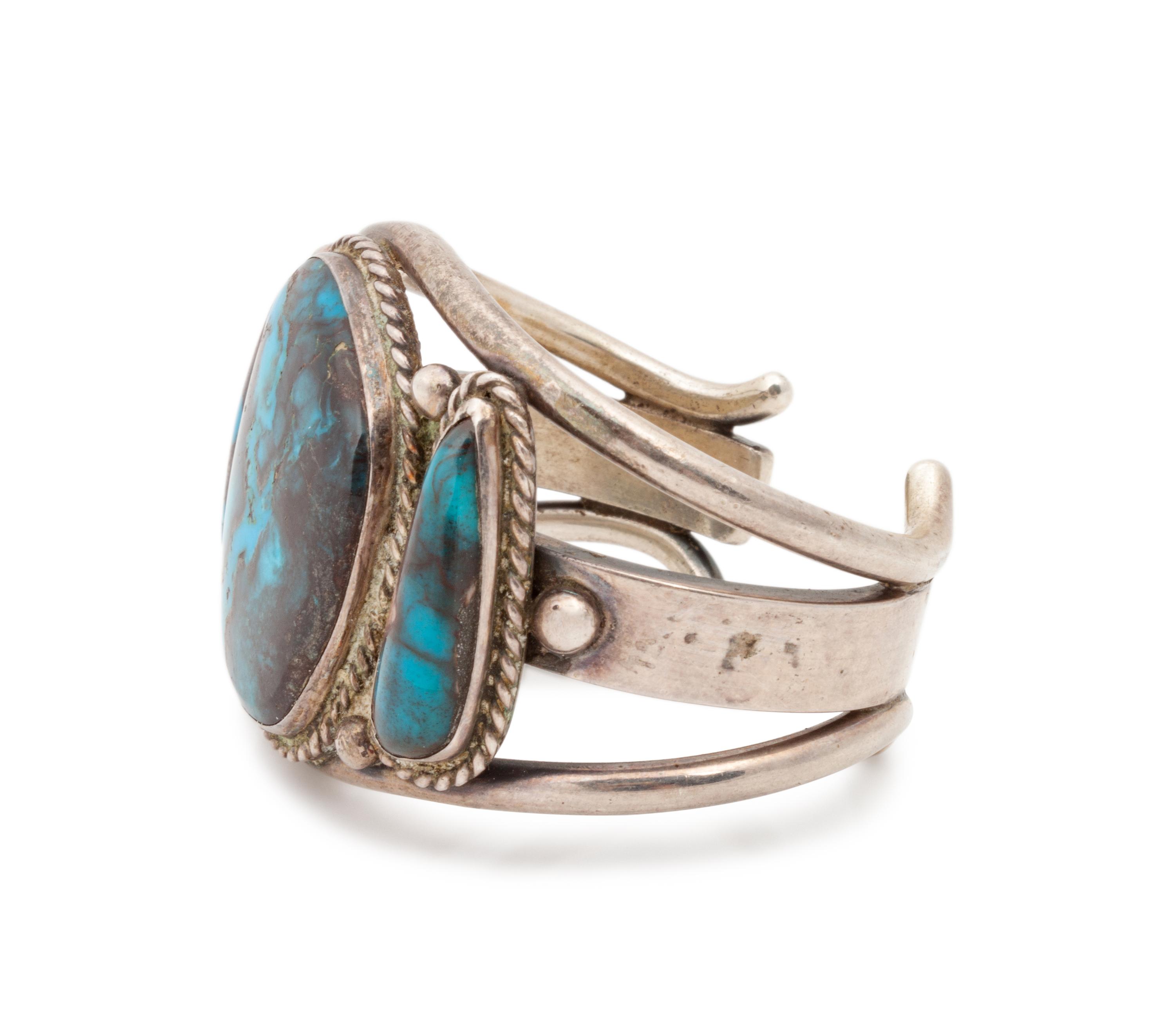 Navajo Silver and Turquoise Cuff Bracelet