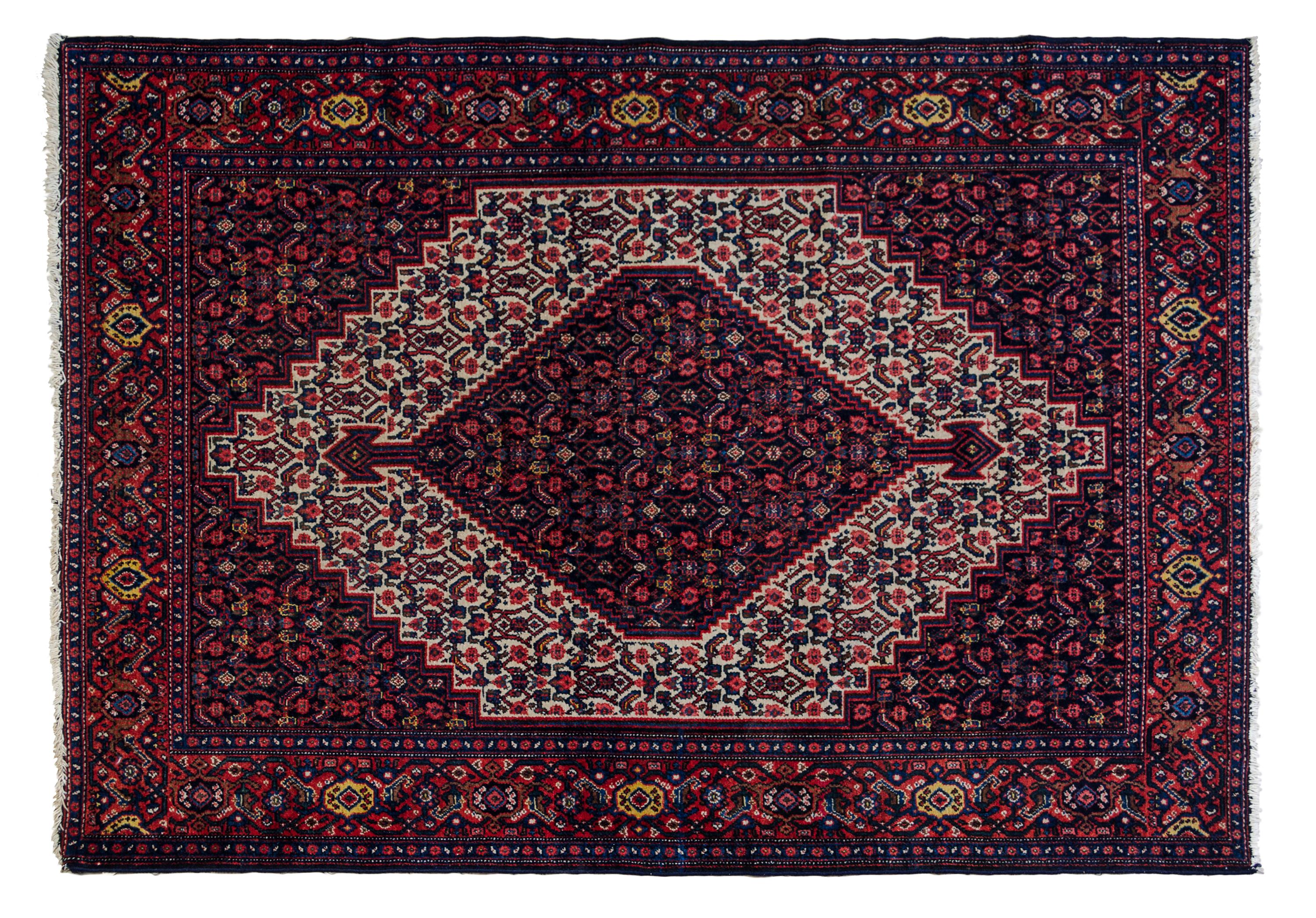 A Senneh Wool Rug 6 feet 6 inches x 4 feet 7 inches.