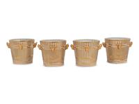 A Set of Four Contemporary Reticulated and Gilt Decorated Porcelain Jardinières