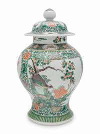 A Chinese Famille Verte Porcelain Covered Jar