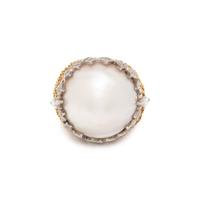 CULTURED MABE PEARL AND DIAMOND RING
