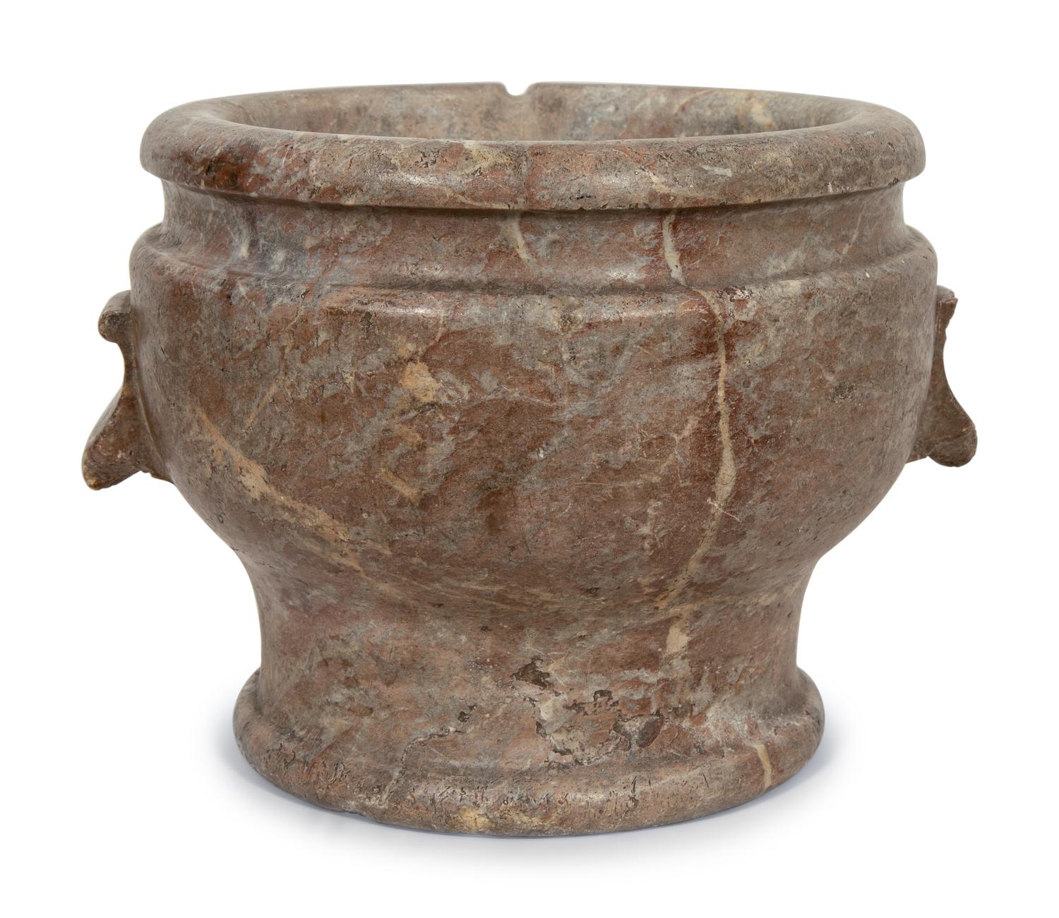 A Continental Carved Marble Mortar