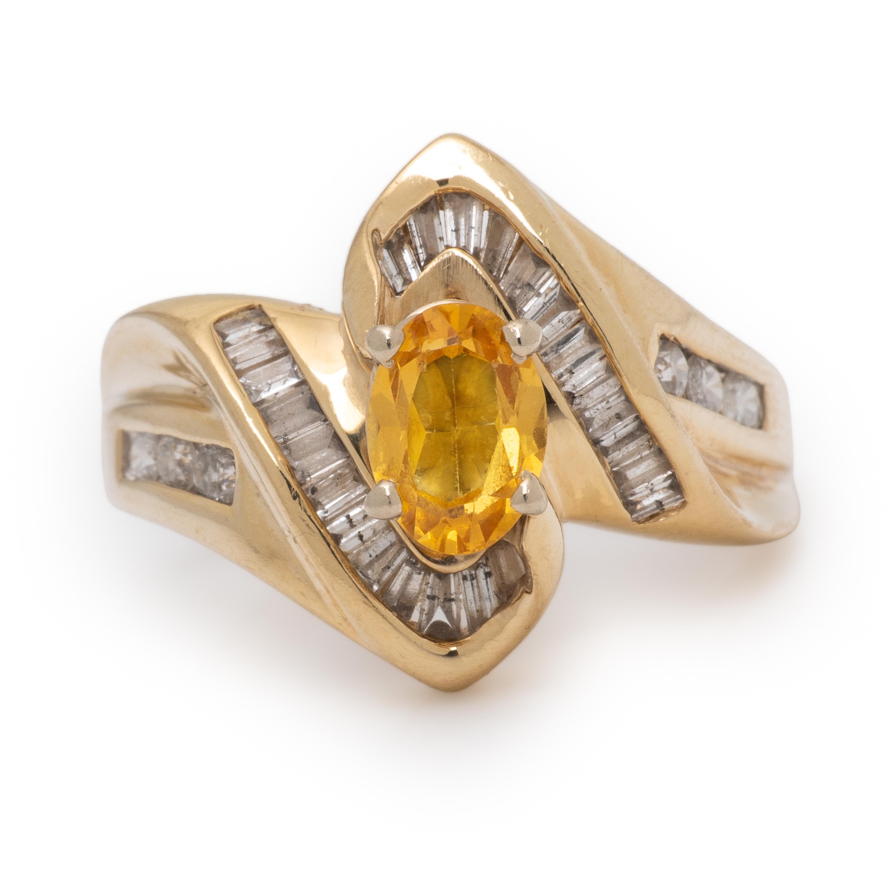 Yellow Sapphire, Diamond, and Yellow Gold Ring