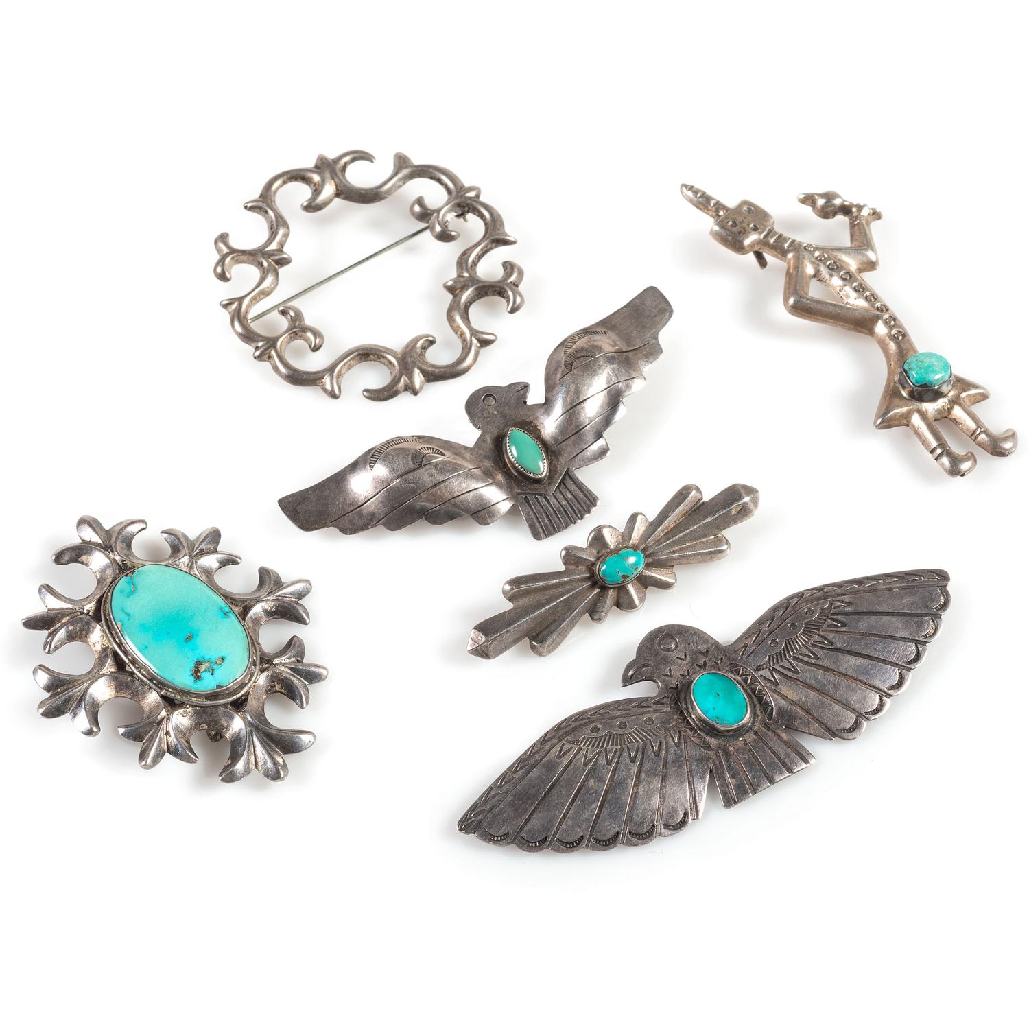 Navajo Silver and Turquoise Pins / Brooches and Pendants