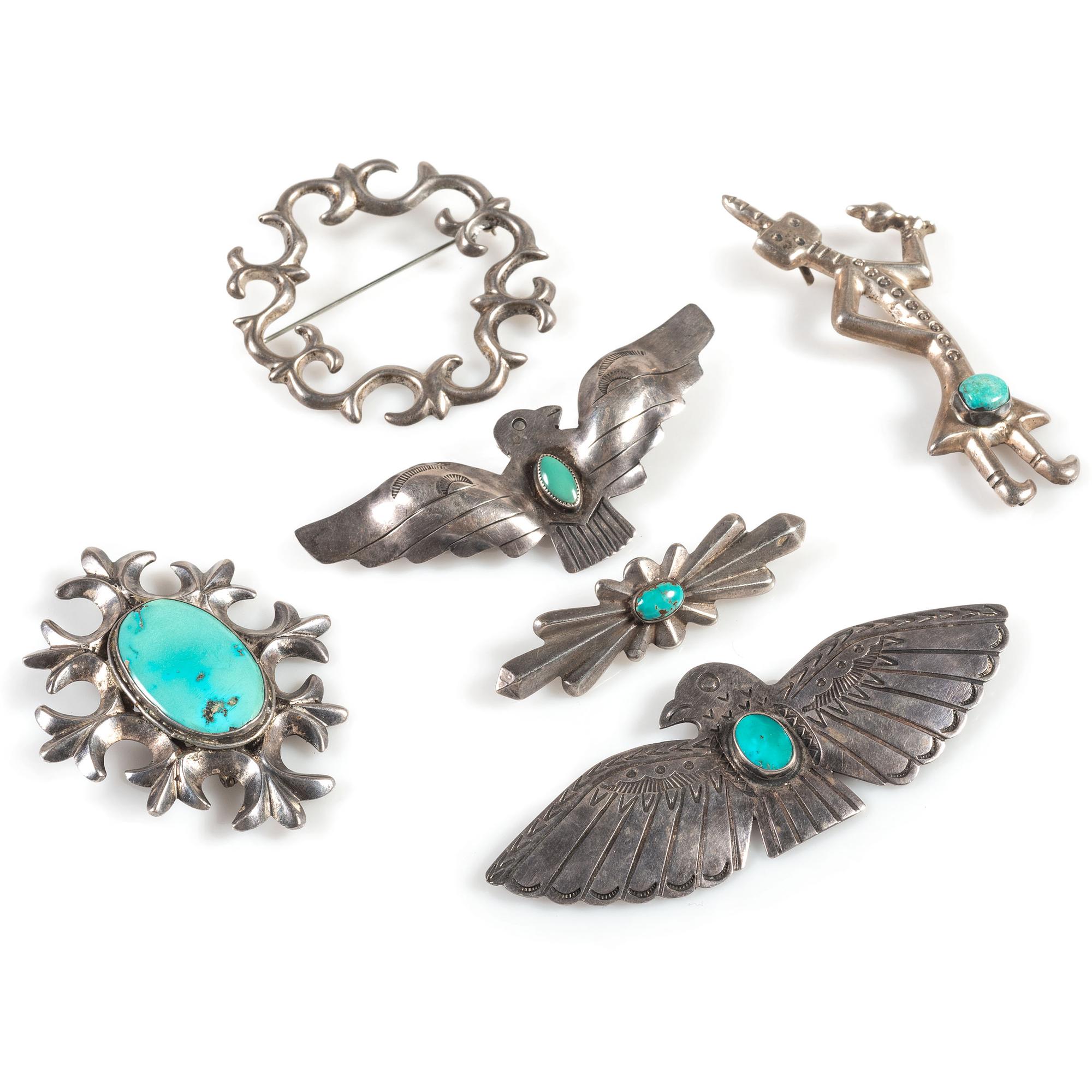 Navajo Silver and Turquoise Pins / Brooches and Pendants