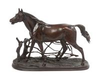 A French Bronze Figure Width 15 inches. — AFTER PIERRE-JULES MENE (1810-1879)