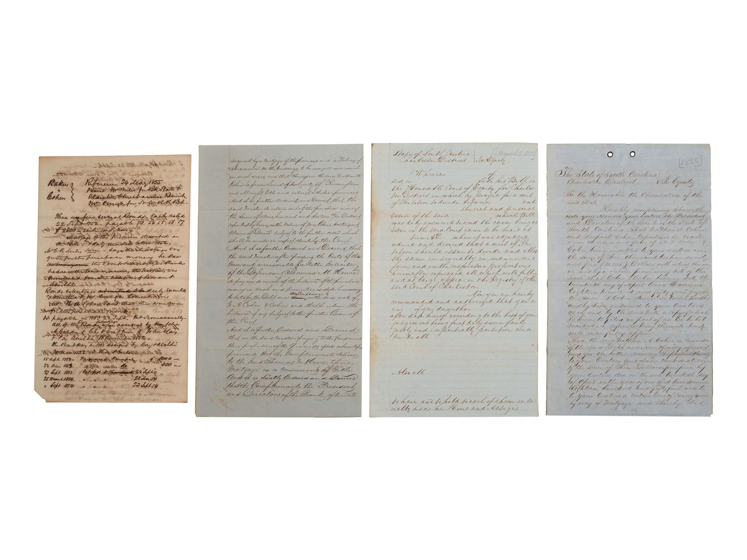 [SOUTH CAROLINA]. Group of 19th-century legal documents, including: