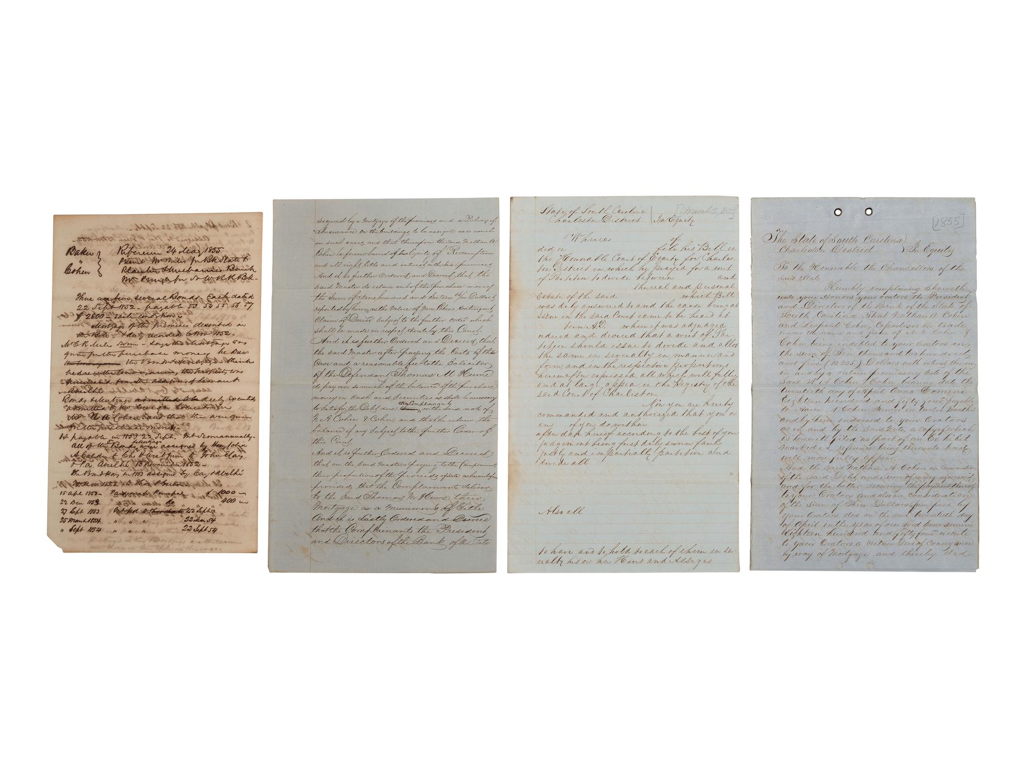 [SOUTH CAROLINA]. Group of 19th-century legal documents, including:
