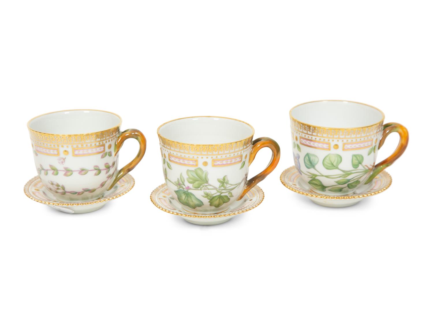 A Group of Royal Copenhagen Flora Danica Porcelain Table Articles