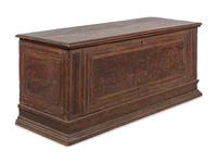A Large Continental Parquetry Decorated Walnut Coffer