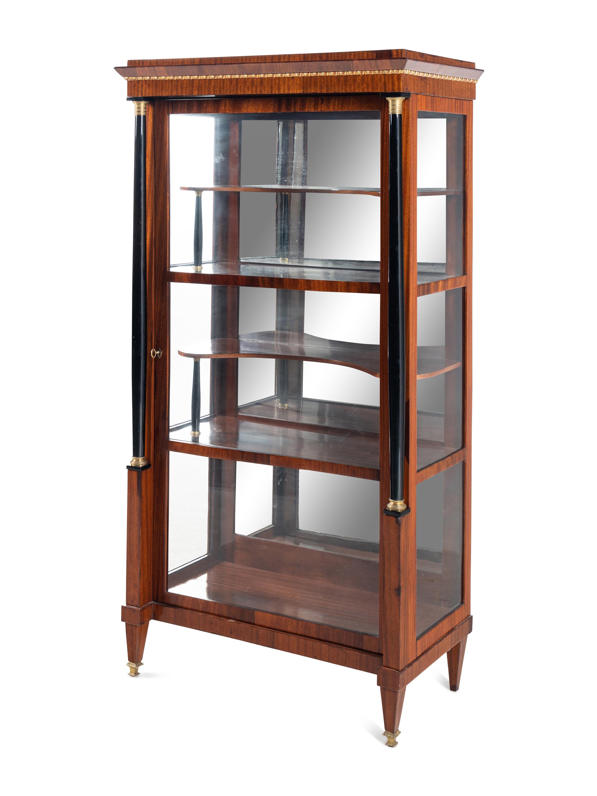 An Austrian Neoclassical Gilt Metal Mounted and Part-Ebonized Mahogany Vitrine