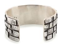 Sterling Silver Brick Cuff Bracelet, Accented with 14K Gold