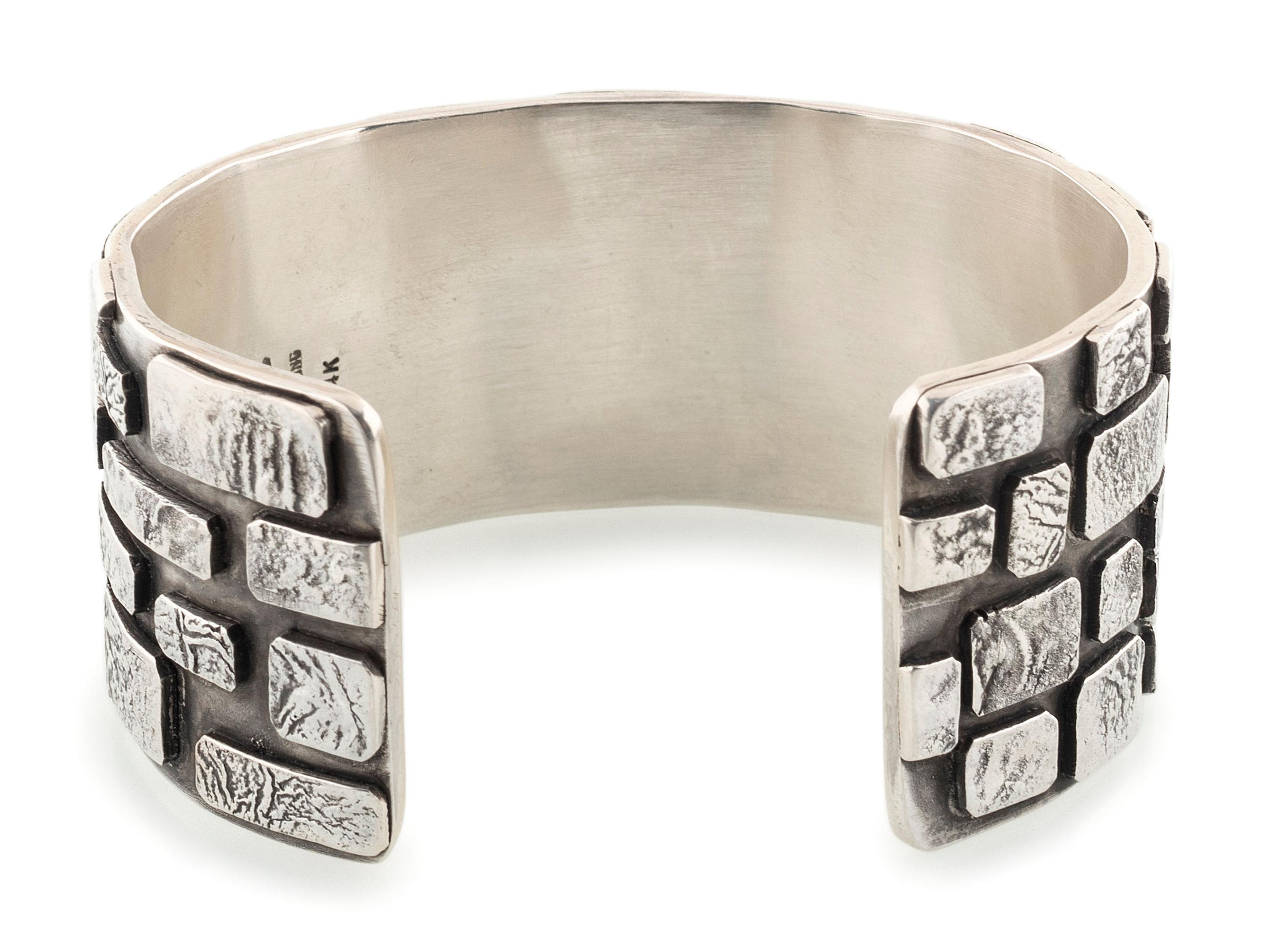 Sterling Silver Brick Cuff Bracelet, Accented with 14K Gold