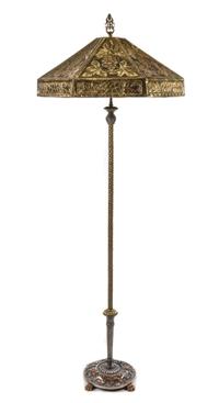 An American Pierced Brass Floor Lamp Height 67 x diameter of shade 26 inches. — EARLY 20TH CENTURY