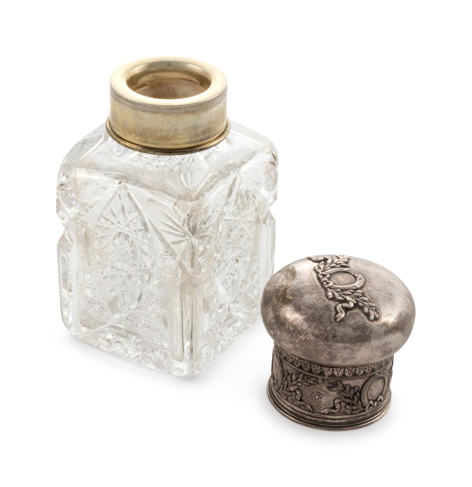 A Russian Silver Mounted Cut Glass Decanter