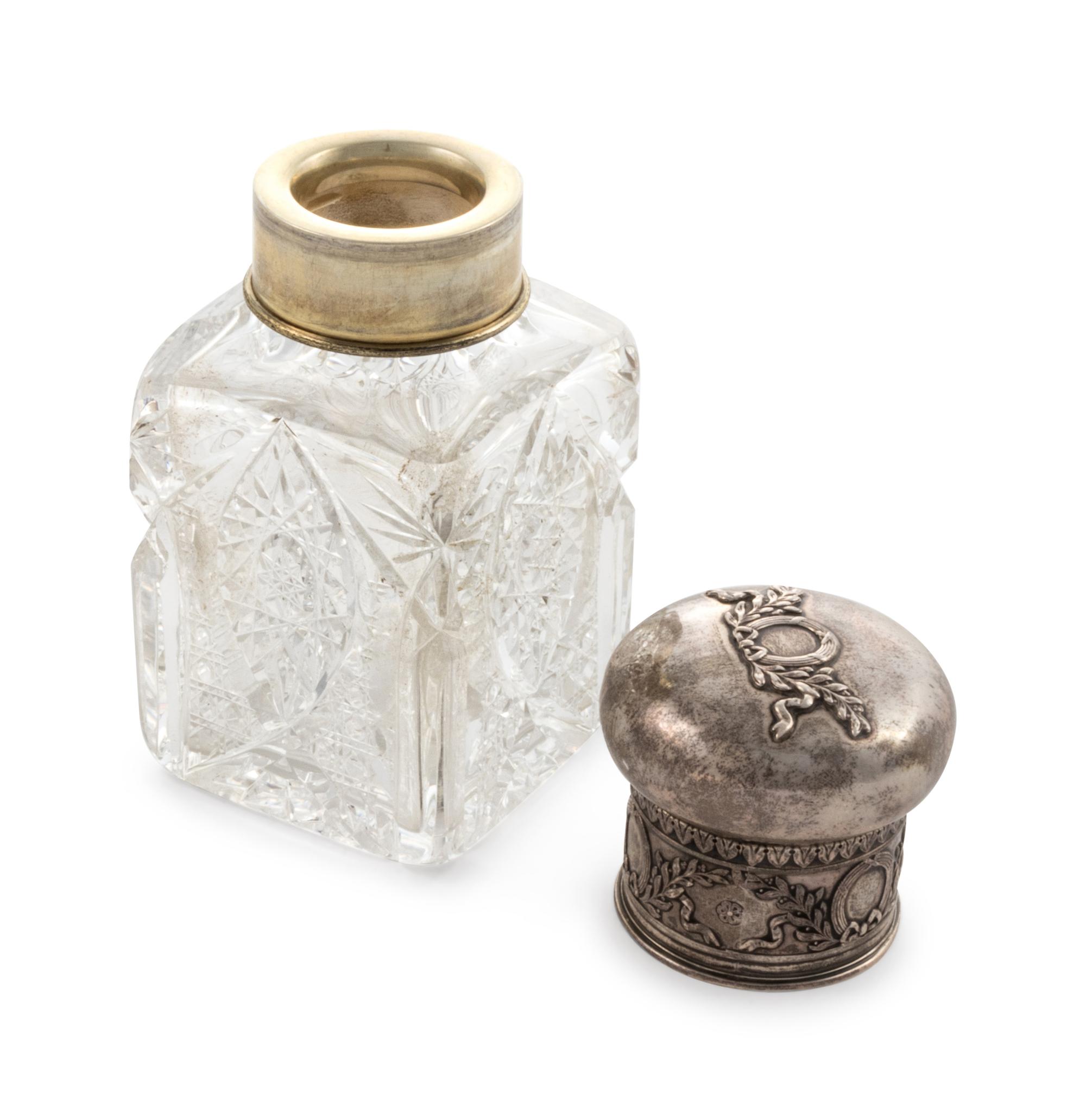 A Russian Silver Mounted Cut Glass Decanter