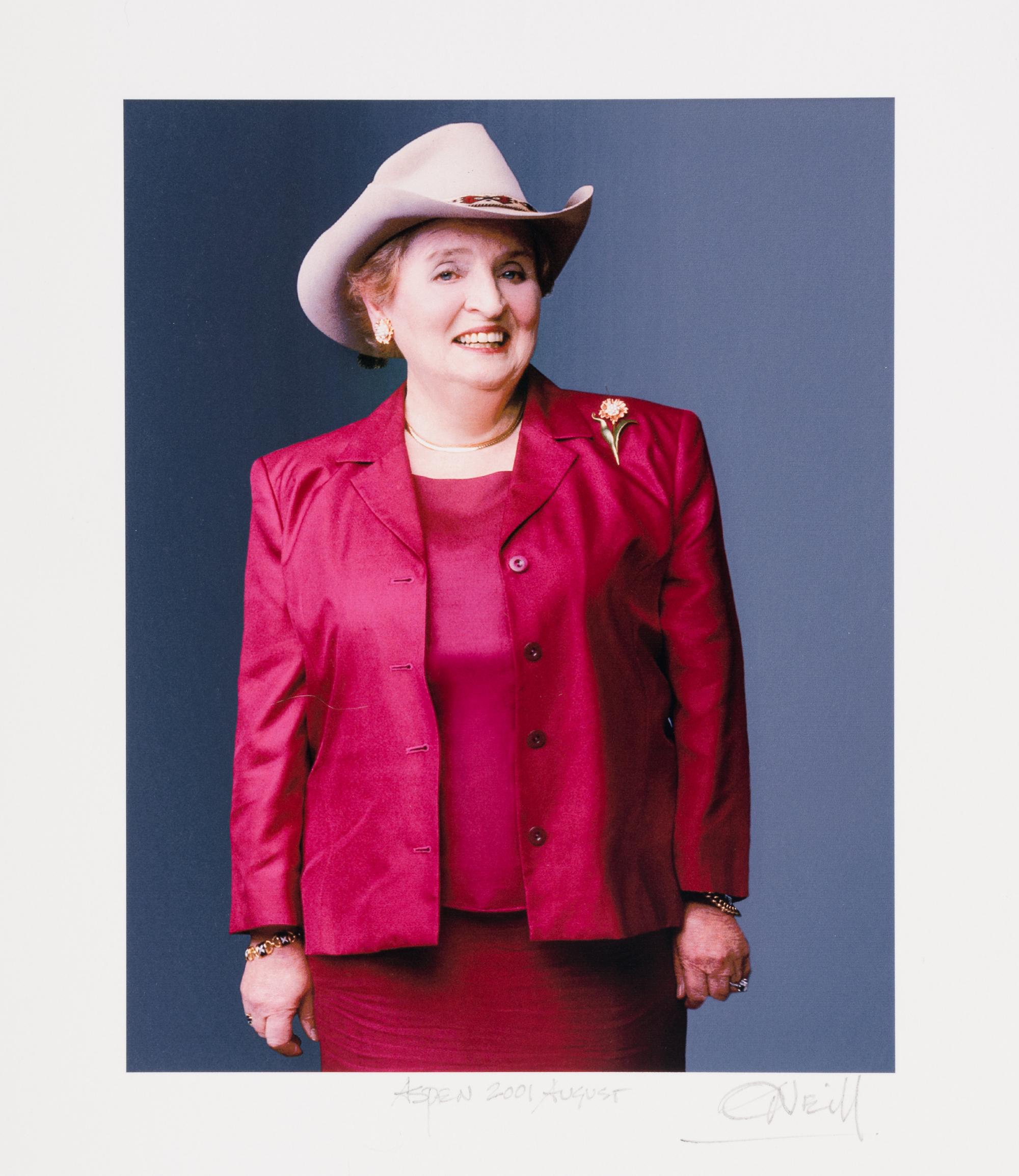A Stetson Cowboy Hat Accompanied by a Photograph of Secretary Albright