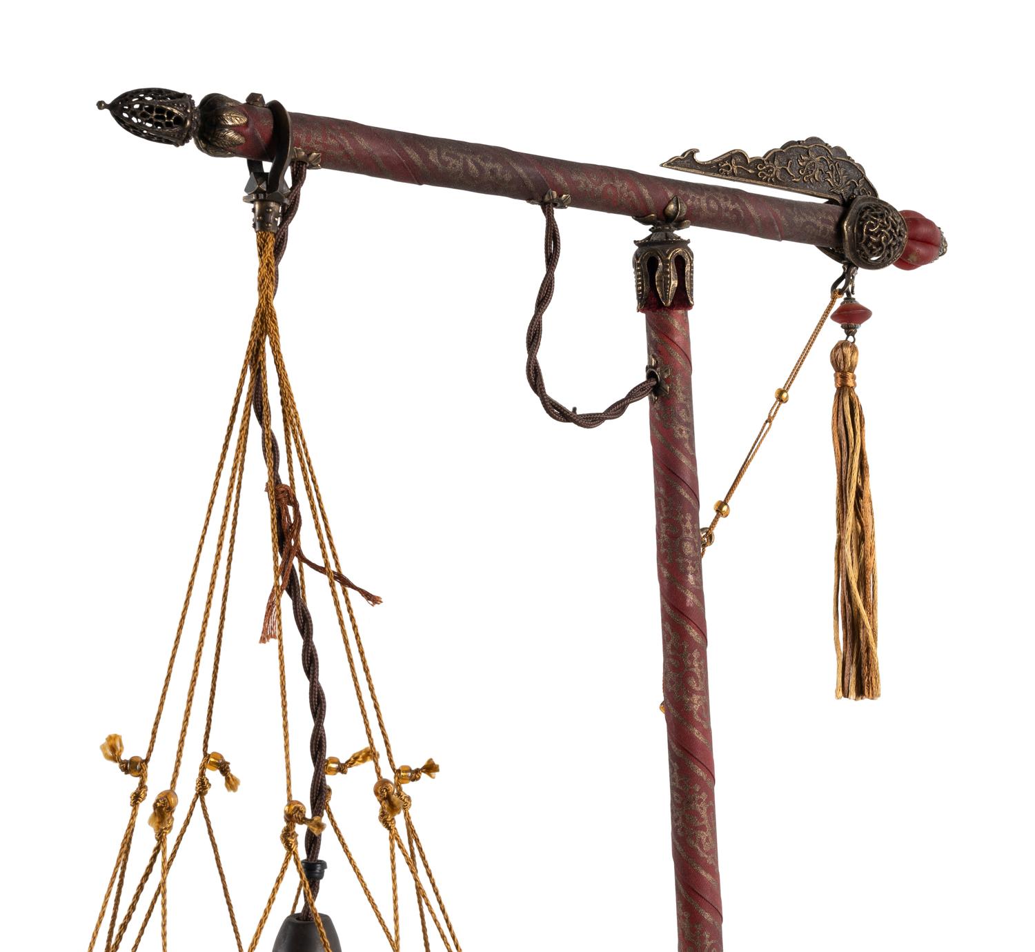 A Pair of Fortuny Cesendello Silk Floor Lamps