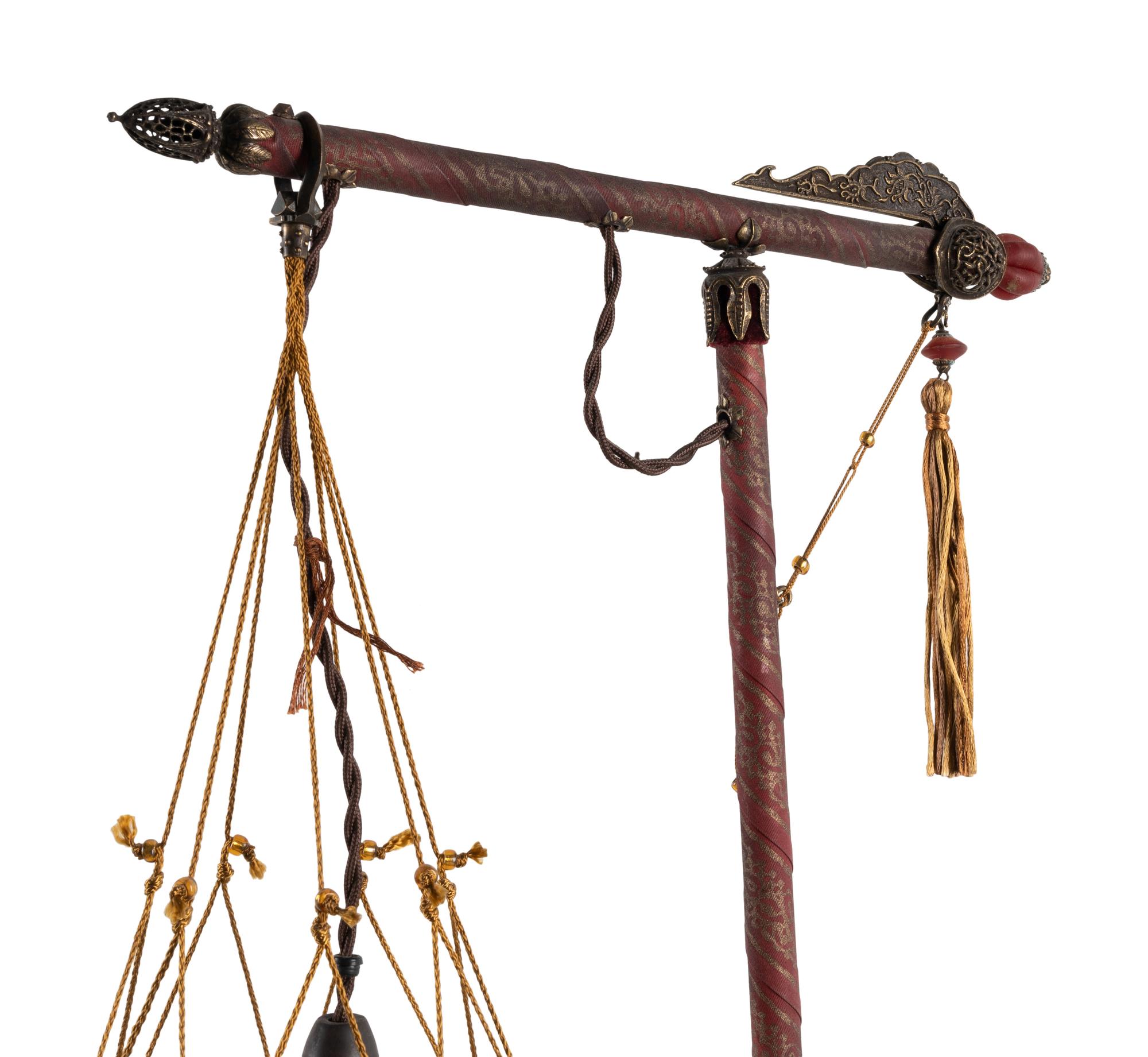 A Pair of Fortuny Cesendello Silk Floor Lamps