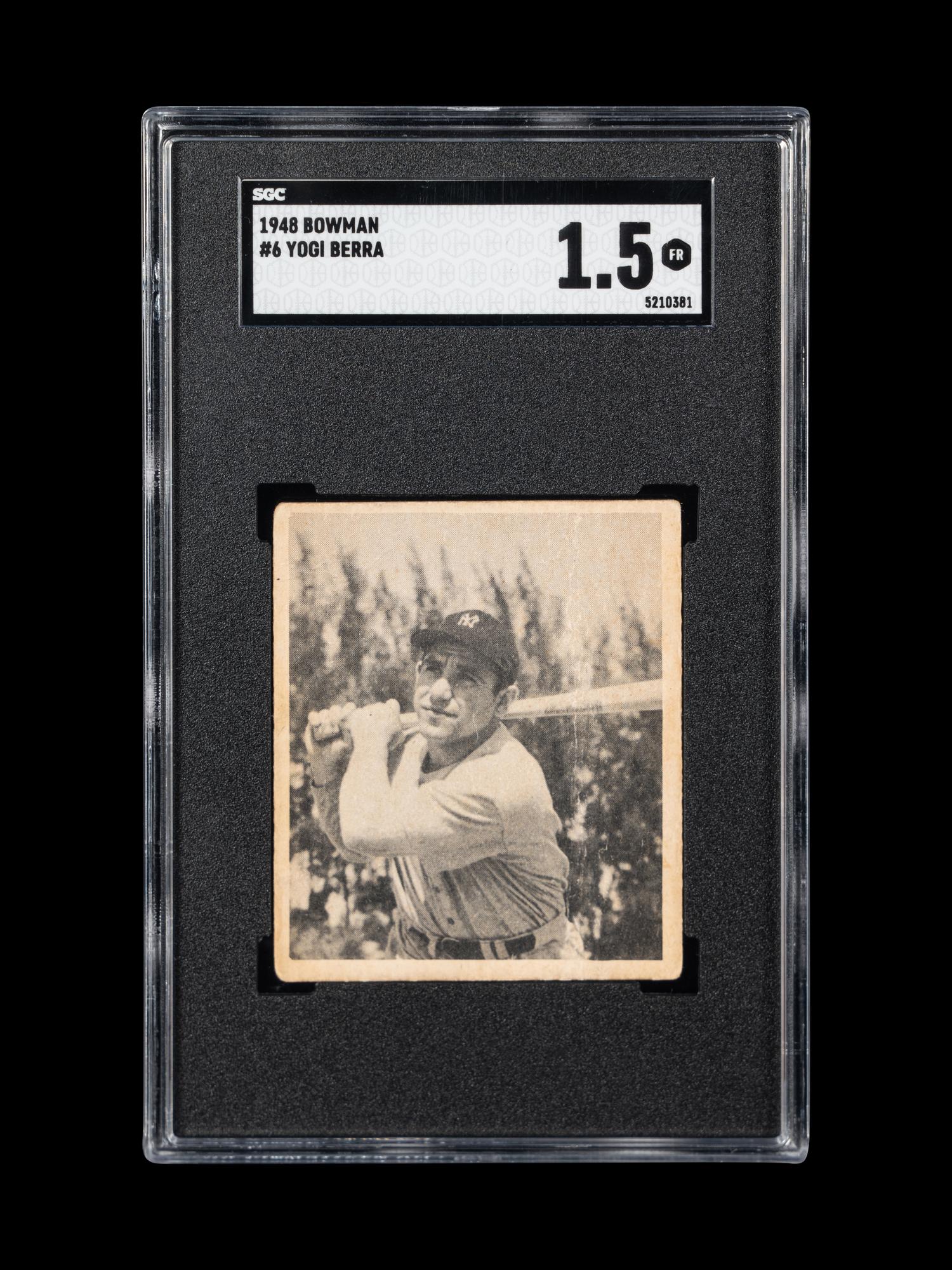 A 1948 Bowman Yogi Berra Rookie Baseball Card No. 6 (SGC 1.5 FAIR)