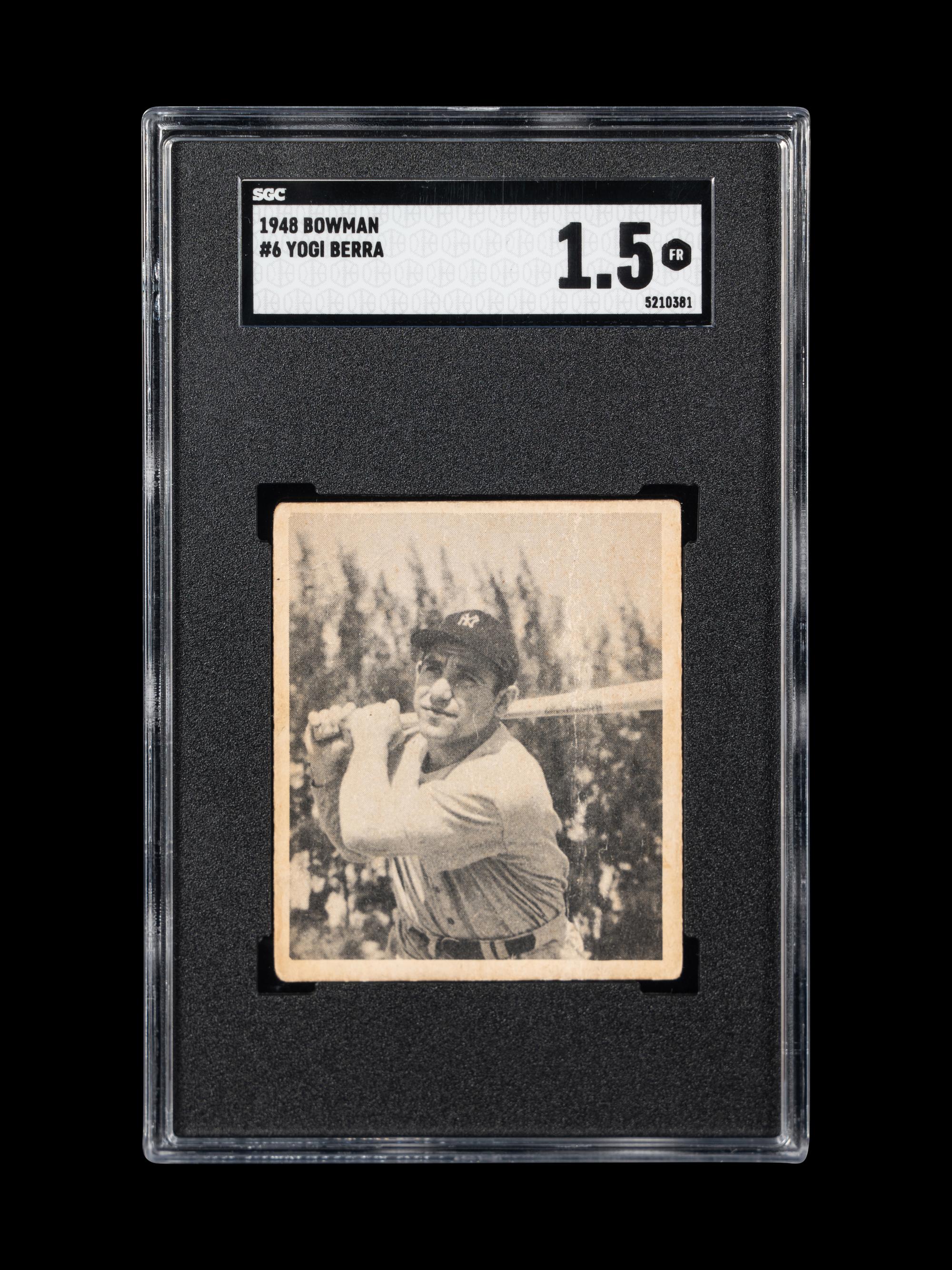 A 1948 Bowman Yogi Berra Rookie Baseball Card No. 6 (SGC 1.5 FAIR)