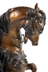 A Pair of Continental Brass and Iron Figural Andirons