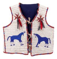 Sioux Child's Pictorial Beaded Hide Vest, with Ponies, Buffalo, and Eagle