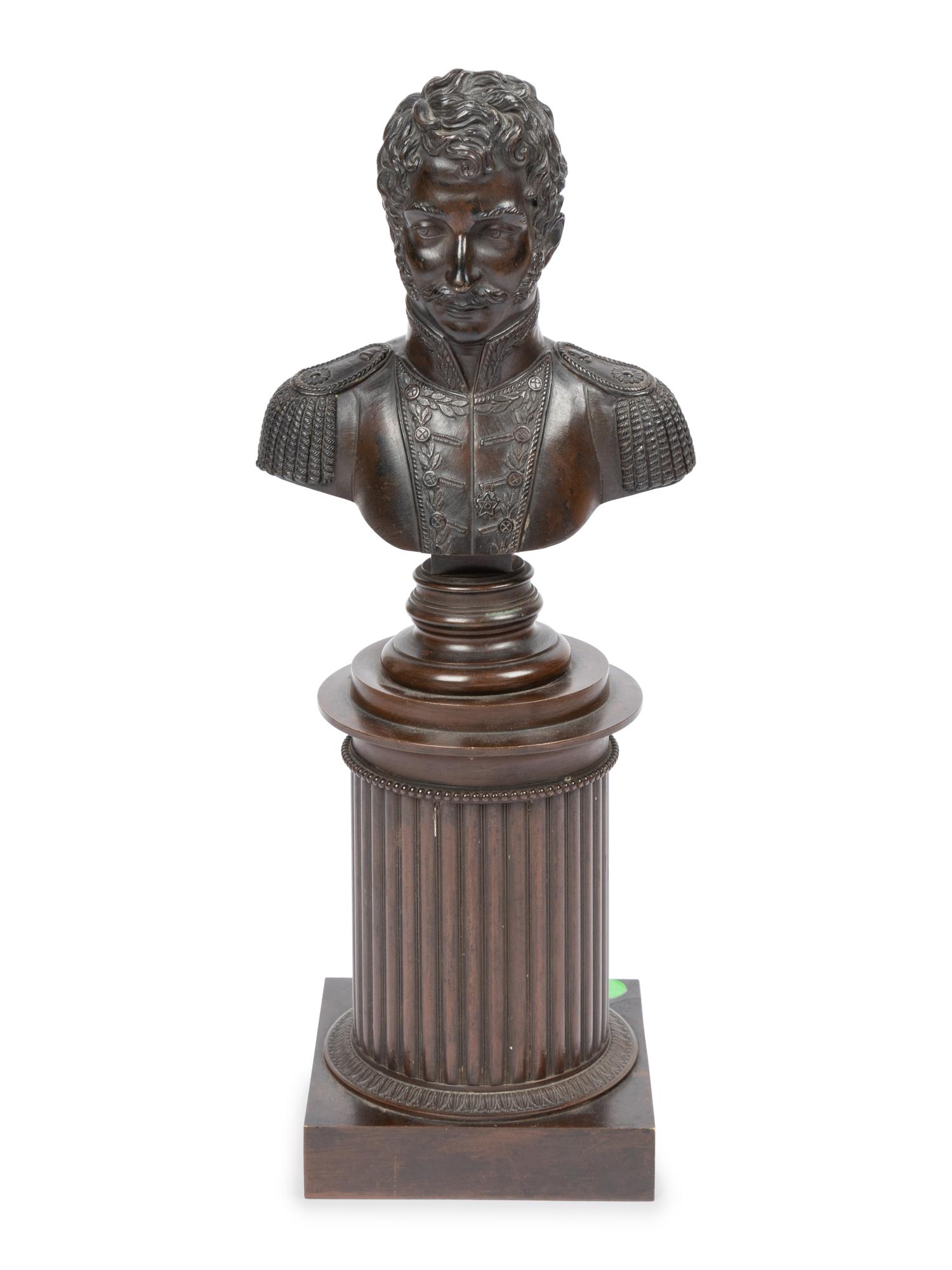 A Continental Bronze Bust on a Socle Base