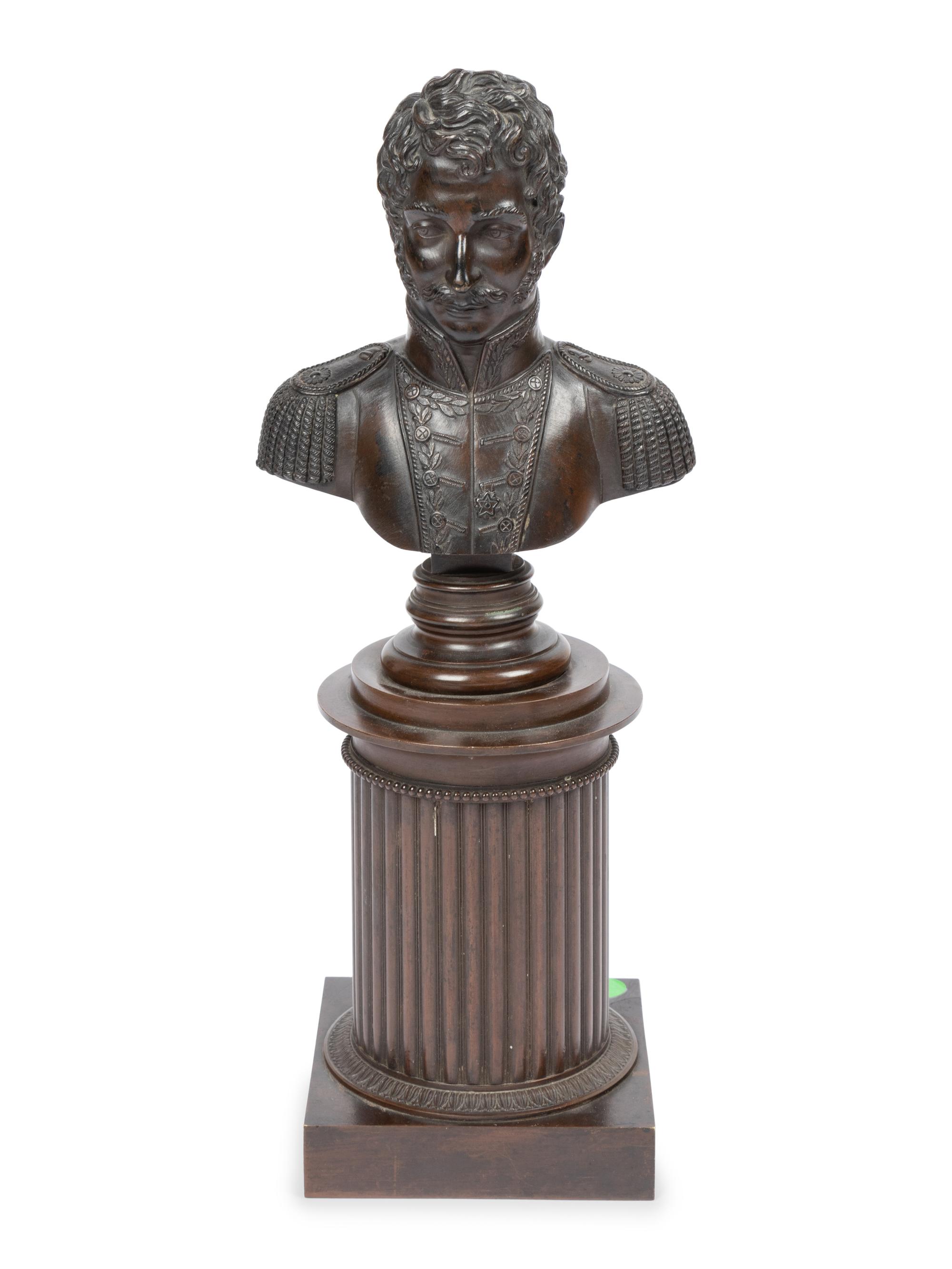 A Continental Bronze Bust on a Socle Base