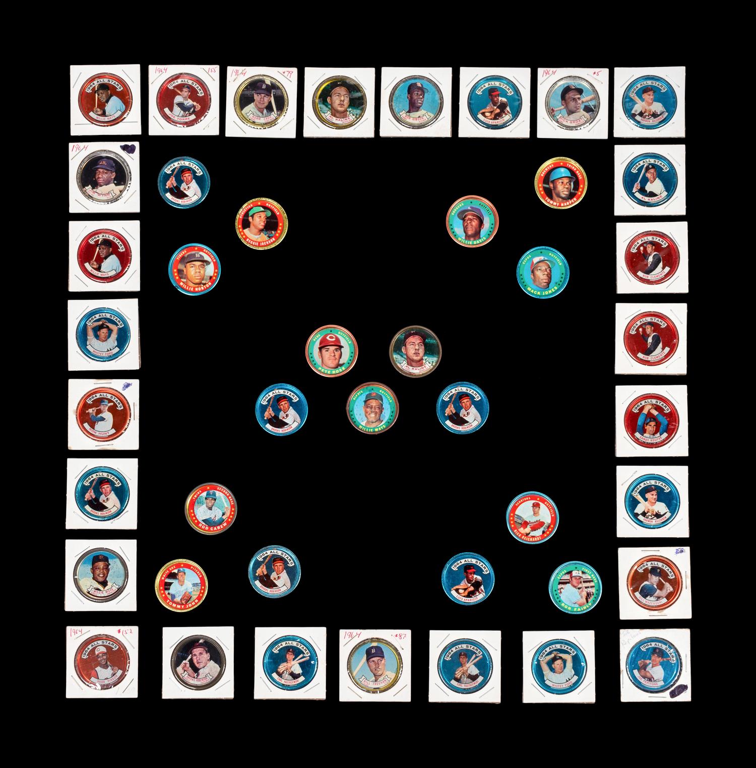 A Group of 44 1960s and 1970s Topps Baseball Coins (Including Willie Mays, Roberto Clemente and Sandy Koufax),