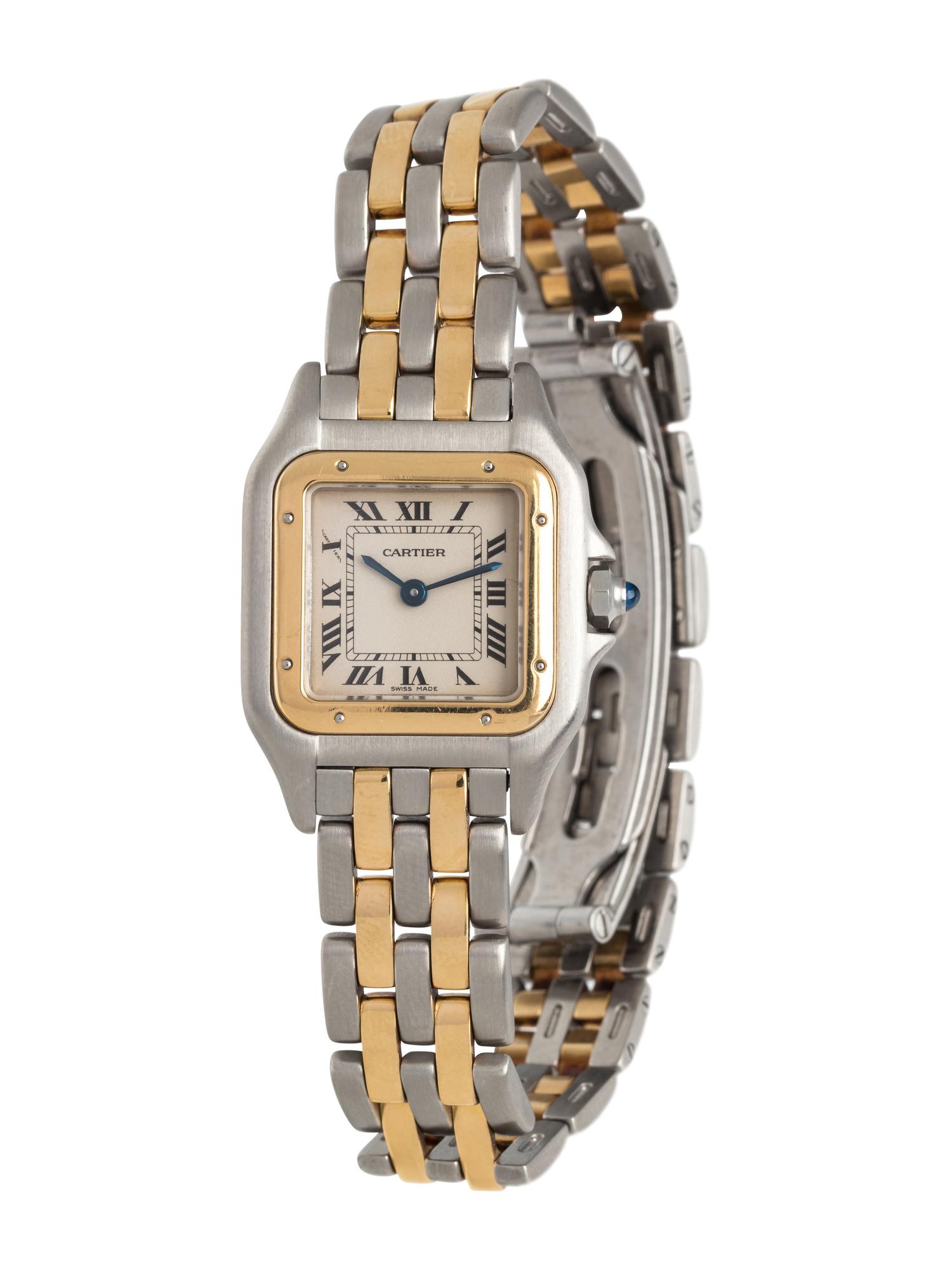 CARTIER, STAINLESS STEEL AND YELLOW GOLD 'PANTHÈRE' WRISTWATCH
