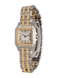 CARTIER, STAINLESS STEEL AND YELLOW GOLD 'PANTHÈRE' WRISTWATCH