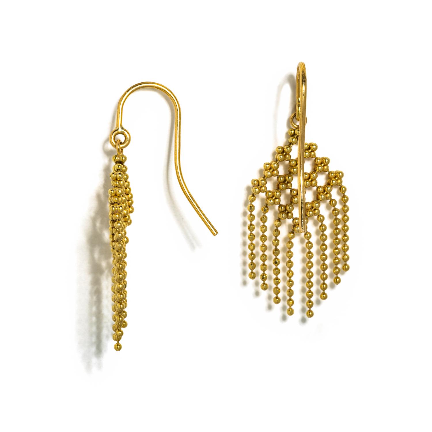 TIFFANY & CO., YELLOW GOLD FRINGE EARRINGS
