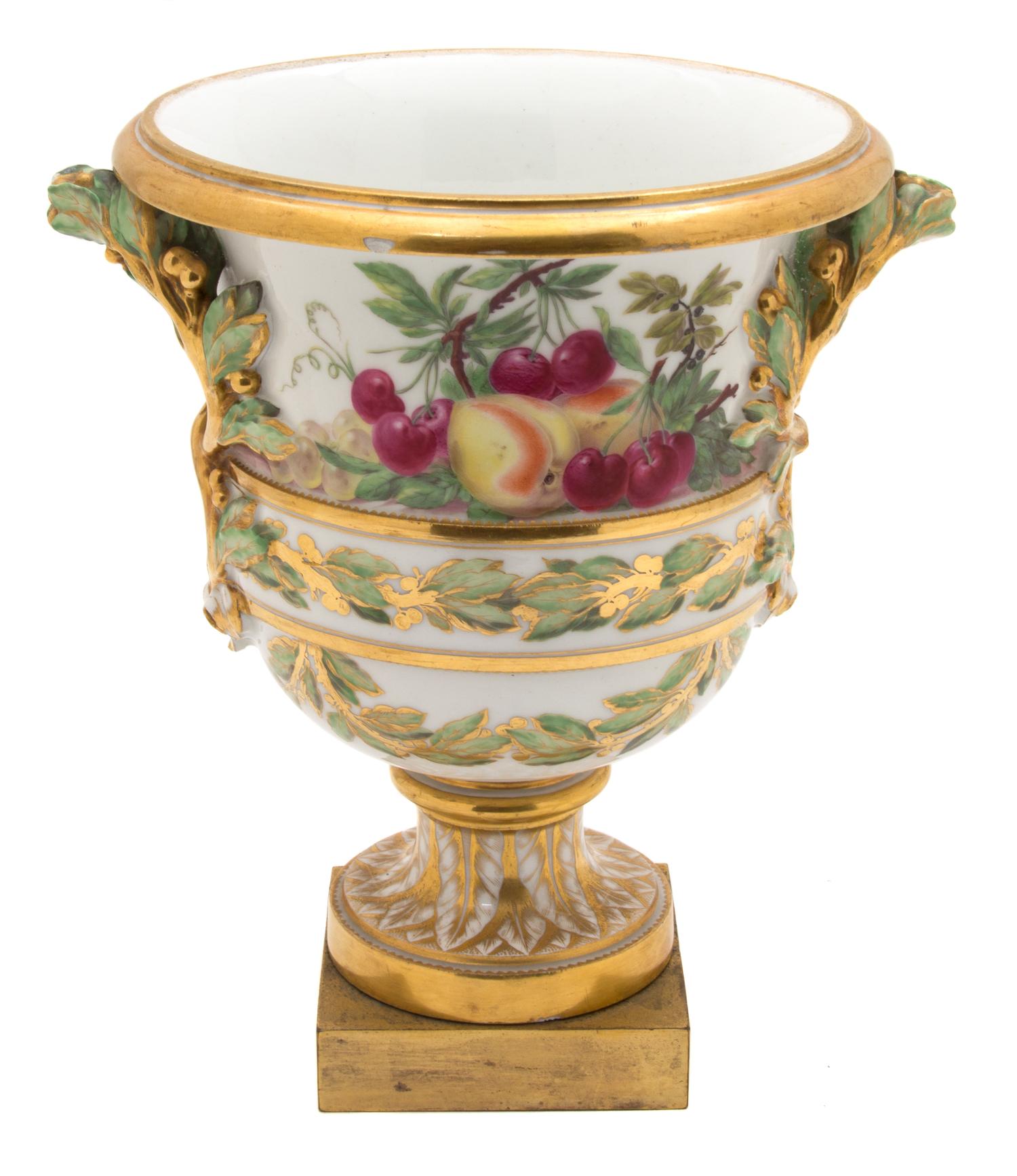 A Handpainted and Gilt Clignancourt Porcelain Urn Height 8 7/8 x width 6 7/8 inches. — CIRCA 1795