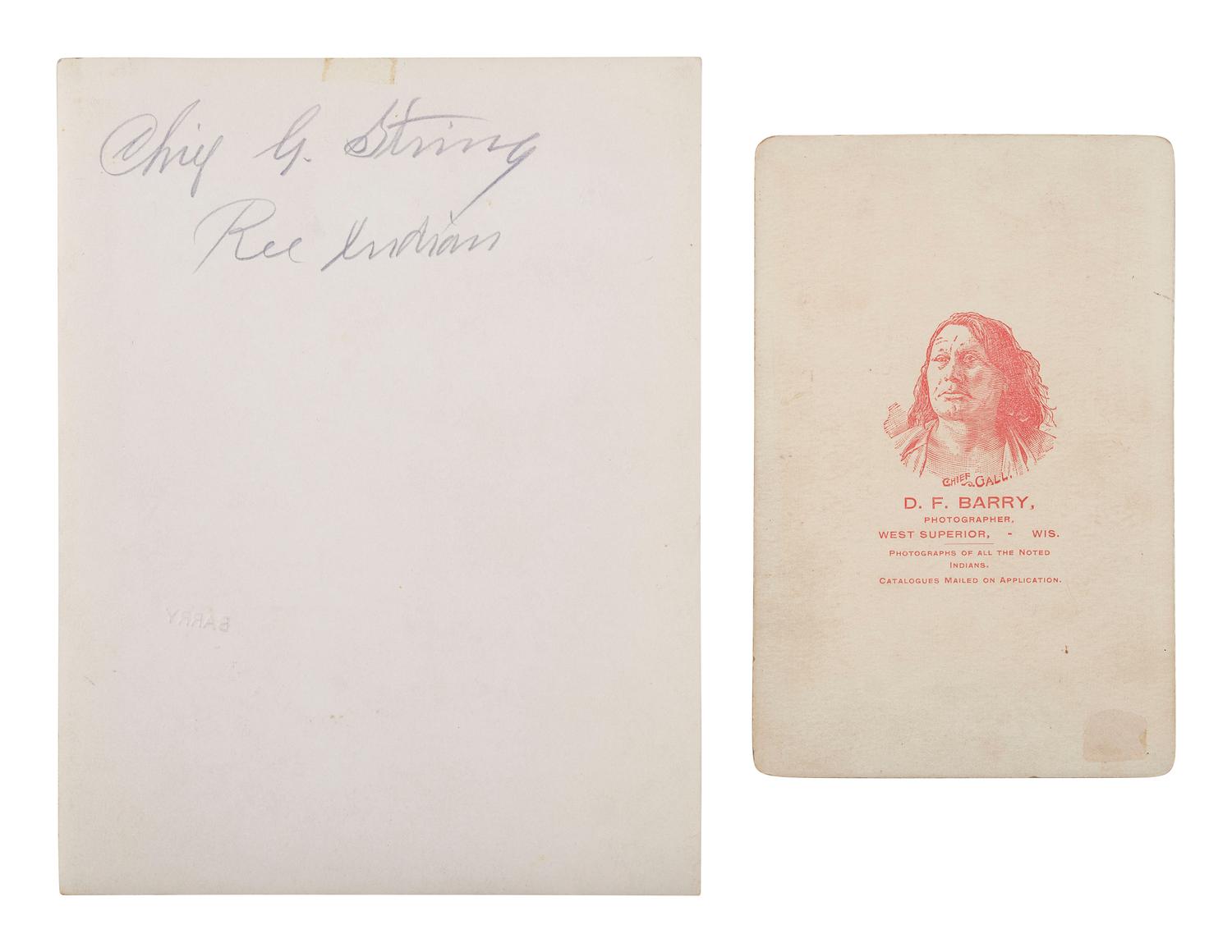 [NATIVE AMERICANS]. 8 photographs of identified Native American subjects, incl. Kicking Bear, Long Soldier, and Bob Brave Bear by D.F. BARRY.