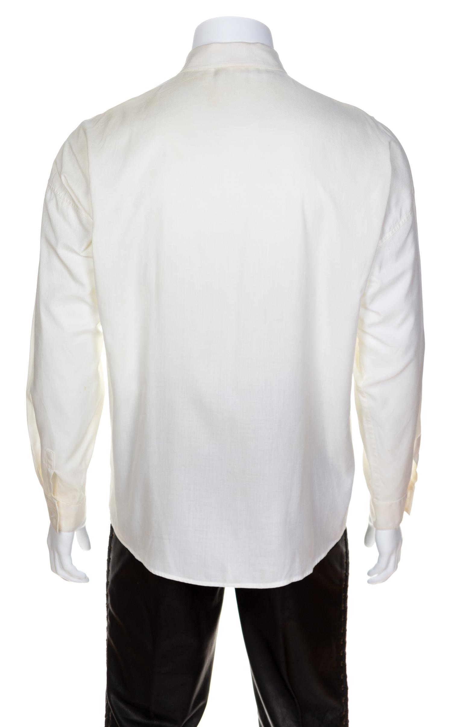 A Gianni Versace Cream Linen Western Embellished Shirt, Size 52.