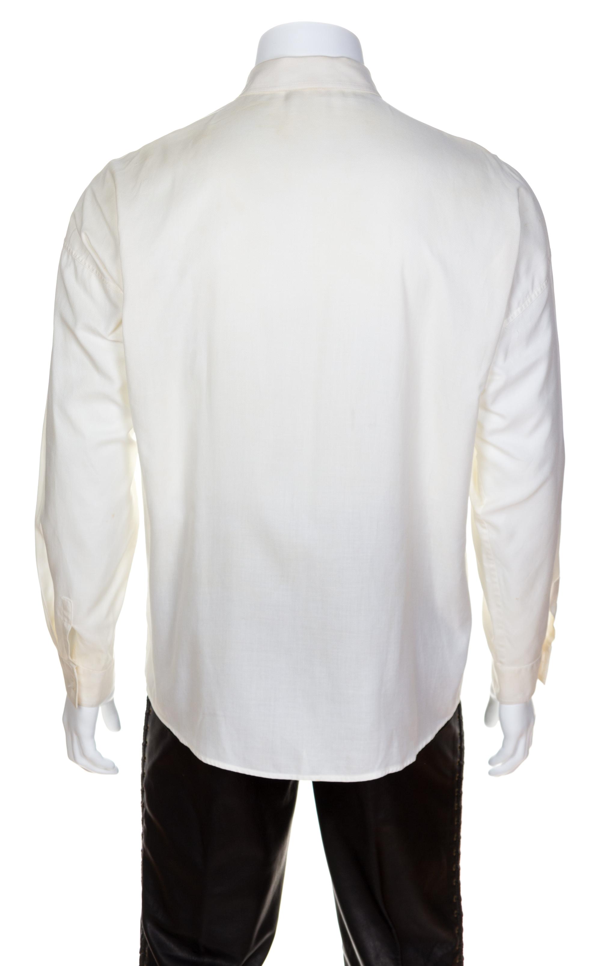 A Gianni Versace Cream Linen Western Embellished Shirt, Size 52.