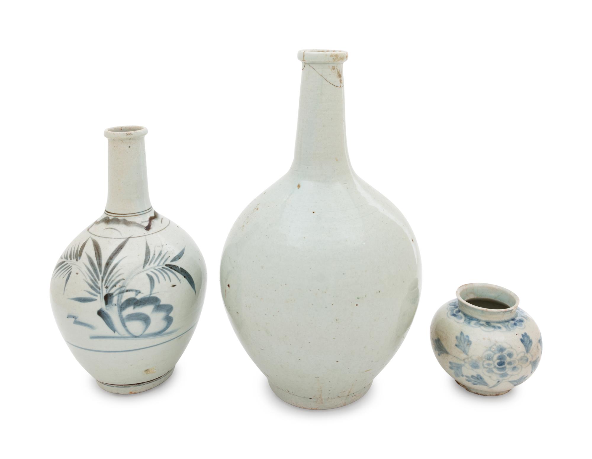Three Korean Porcelain Bottle Vases