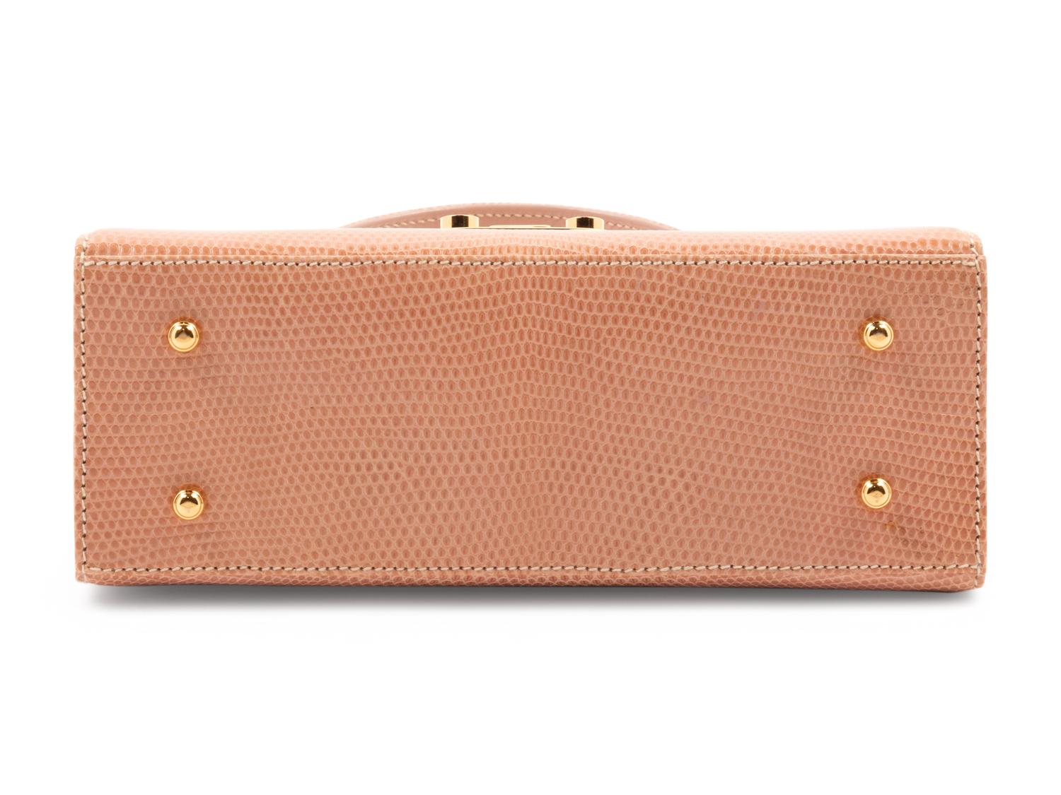 Gucci Pink Lizard Front Lock Handbag