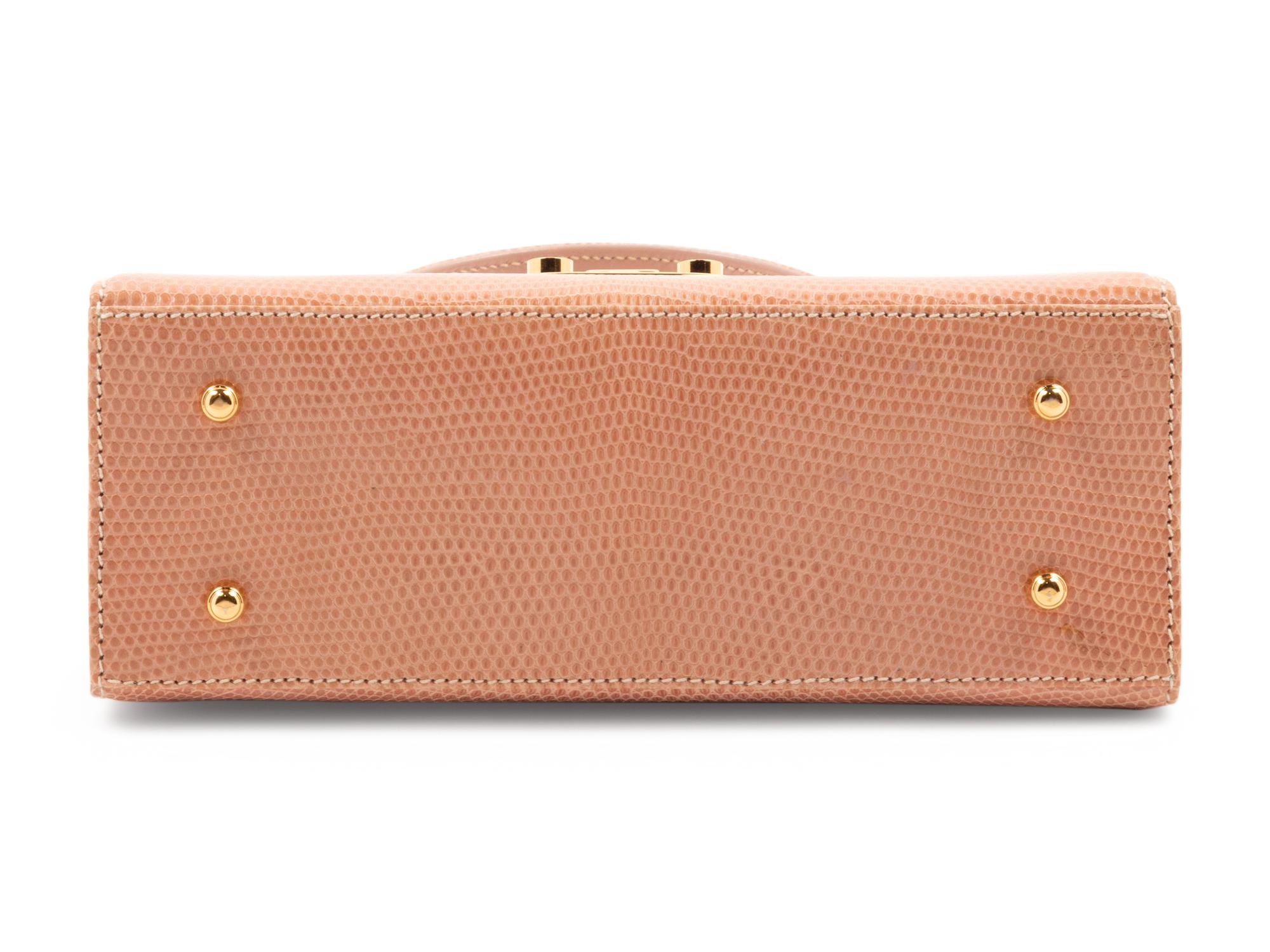 Gucci Pink Lizard Front Lock Handbag