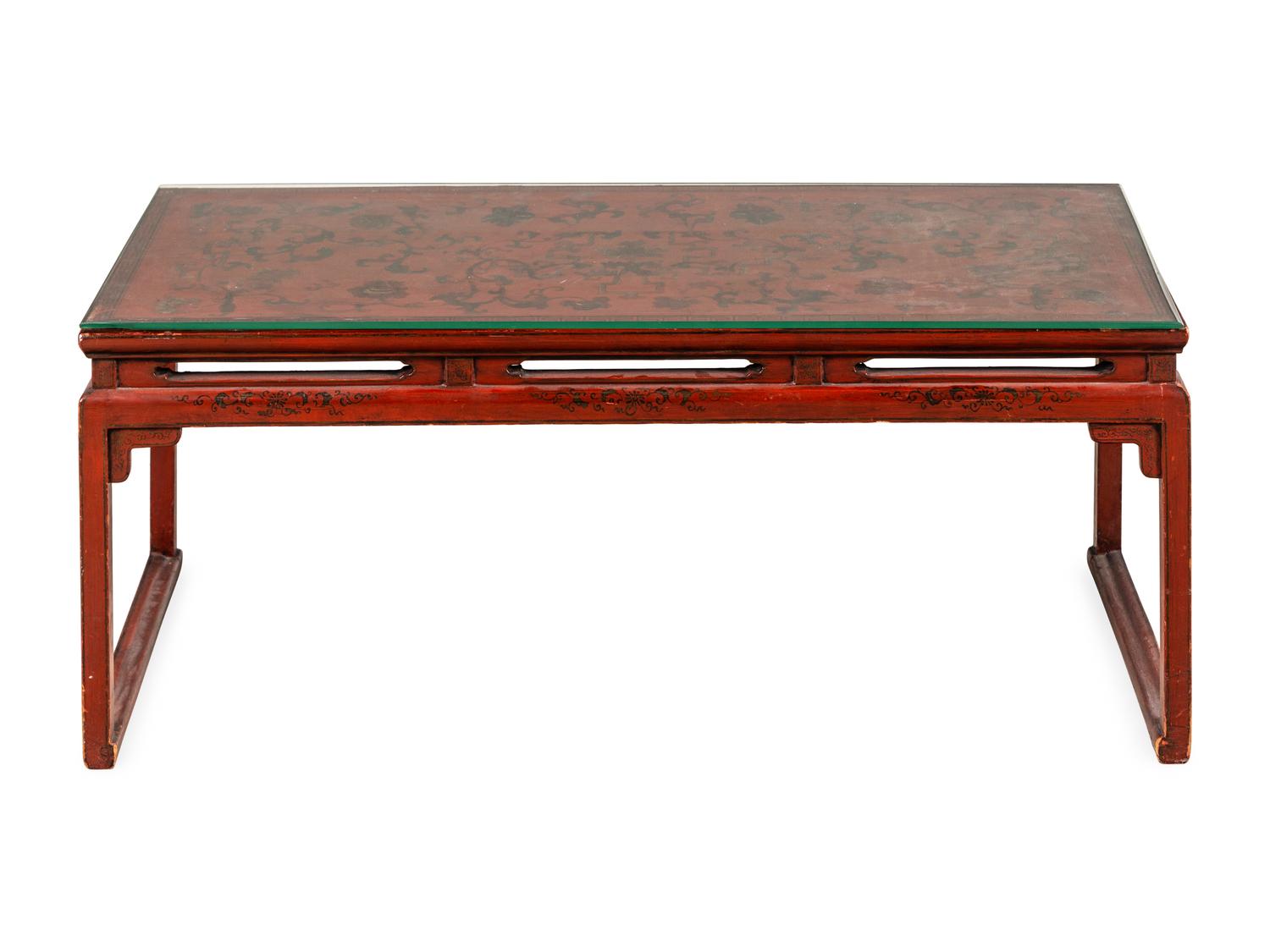 A Chinese Red Lacquered Low Table