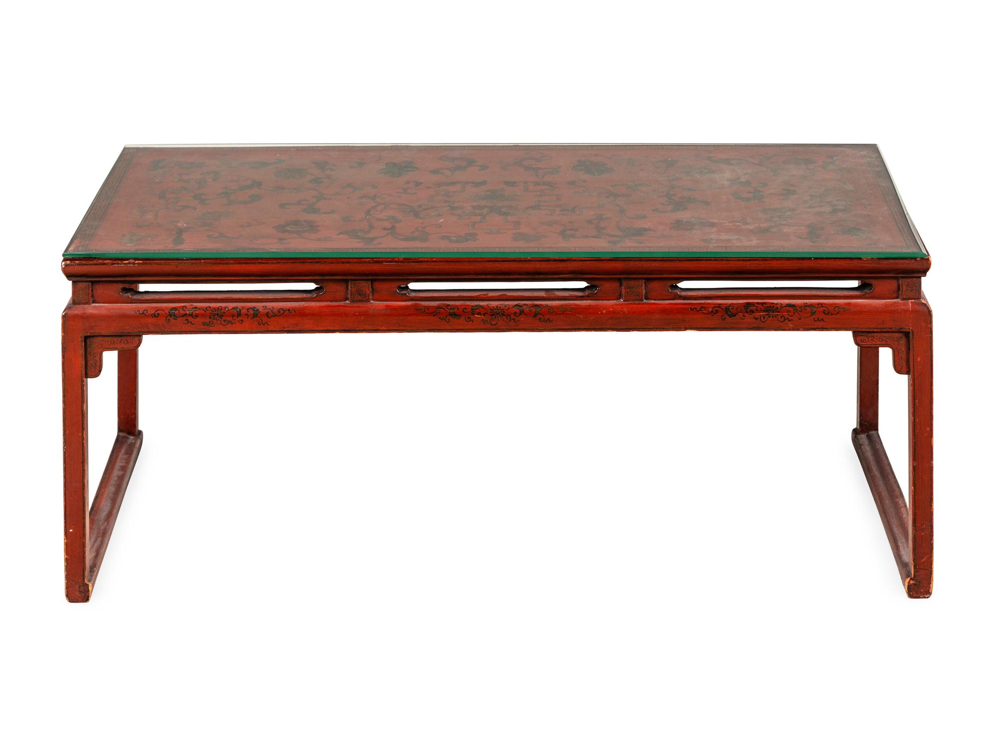 A Chinese Red Lacquered Low Table