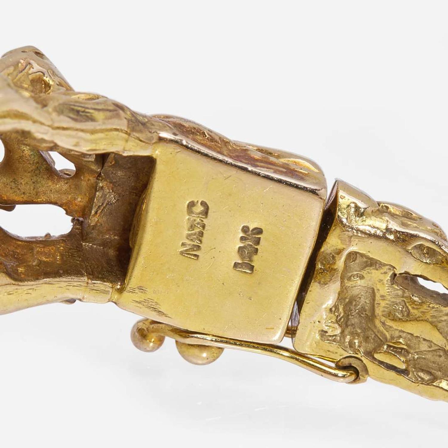A 14K Yellow Gold, Beryl, and Diamond Bracelet