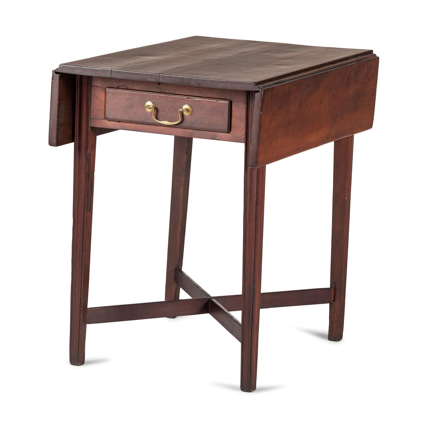A Federal Molded Cherrywood X-Form Stretcher Base Pembroke Table
