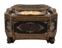 A Chinese Export Lacquer Tea Caddy